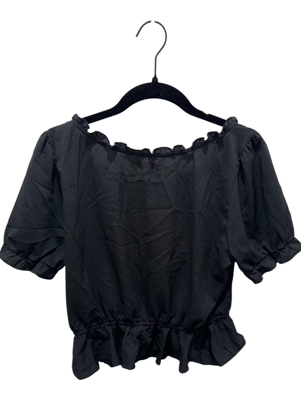Urban Outfitters Black Sweetheart Neck Puff Sleeve Peplum Top Large - Picture 4 of 6